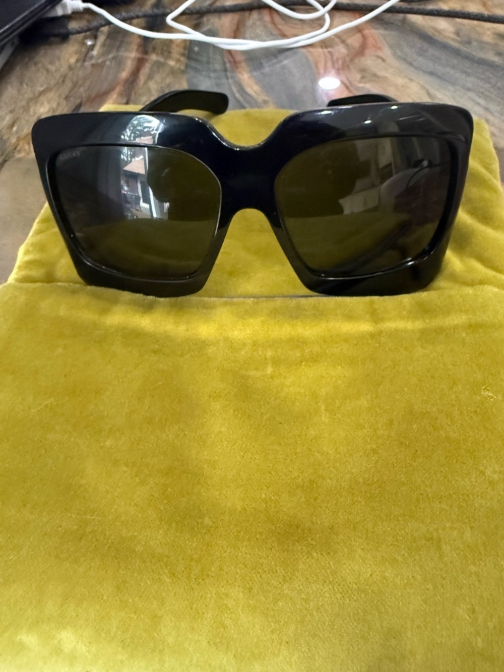 Gucci Black Oversized Square Women's Sunglasses